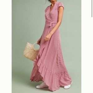 Anthropologie Xix Palms Culebra Stripe Wrap Maxi Dress